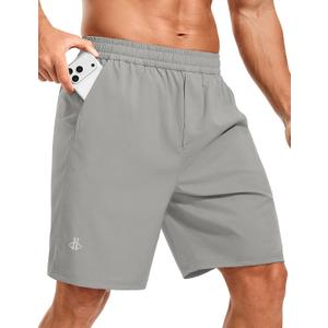 ASPO Men's Running Shorts 9 Inch Quick Dry Gym Shorts Light Grey S (Gray, S)