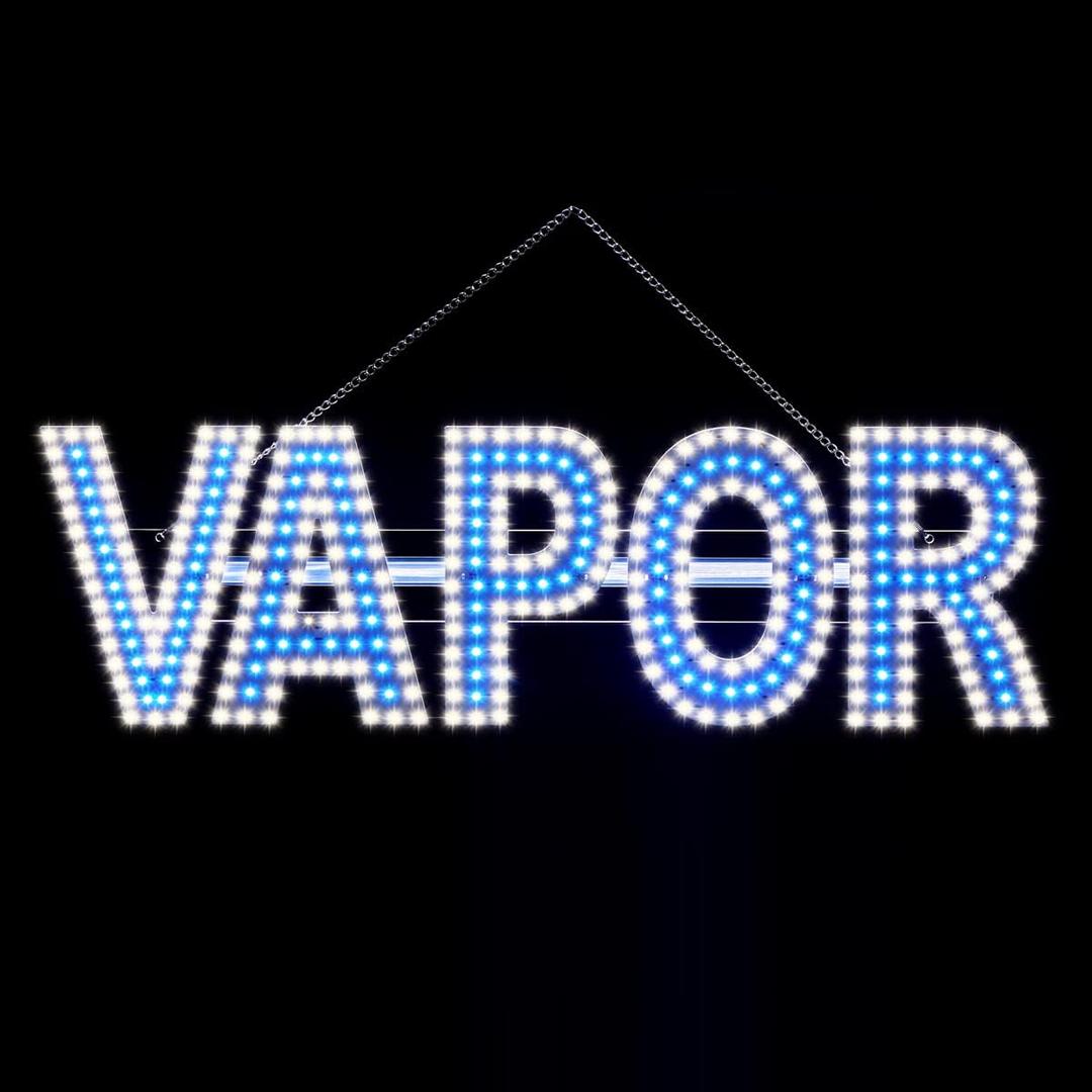 30"x8" LED VAPOR Sign for Vape Shops - Super Bright Vape Store Sign with Unique Design, High Visibility for Smoke Shop/Window Displays