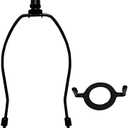 7" Lamp Shade Harp Holder and E26 Light Base UNO Fitter Adapter Converter Finial Set,for Table and Floor Lamps, Black