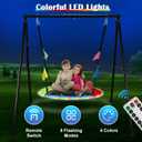 HeyZoo Swing Sets for Backyard, 40 Inch Flying Saucer Swing with 440lbs Capacity Heavy Duty A-Frame Metal Swing Stand, Play with 8 Modes 4 Colors LED Lights for Kids Adults Playground Outdoor