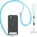 CACOE Phone Lanyard 2 Pcs-1 Pcs Adjustable Neck Strap, 1 Pcs Wrist Strap, 2 Pads, Universal Crossbody Multifuctional Cell Phone Lanyards Compatible with Most Smartphones(Light Blue)
