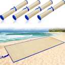 Qunclay 4 Packs Straw Beach Mat Waterproof Non Slip Straw Mat Foldable Lightweight Picnic Mat with Trim for Camping Sunbathing Picnic Floor Yoga (60 x 33 Inch, Blue)
