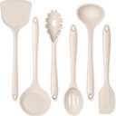 Onader Kitchen Utensils Set, Silicone Non Toxic Cooking Utensils, 6 Pcs Heat Resistant Kitchen Gadgets Set for Nonstick Cookware - Khaki