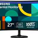 Samsung 27" Essential S3 (S36GD) Curved Monitor - FHD, 1800R Curved Screen, 100Hz, Eye Saver Mode, Game Mode, HDMI D-sub, LS27D36CGANXZA