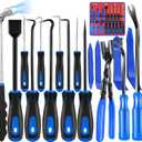 Keze 17 Pcs Hook and Pick Set Auto Trim Removal Tool Kit,Clip Plier Remover Tool Gasket Scraper Telescoping Magnetic Pickup Tool for Automotive Repair and Car Body Door Panel Fastener Removal