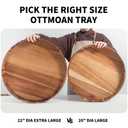 Extra Large 22INCH Premium Acacia Wood Tray Round Ottoman Tray with Handles Wooden Serving Tray Multi-Use for Dinner Breakfast in Bed Coffee Table Snack Entertaining Guests