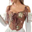 UTOWO Women Renaissance Floral Bodice Corset Tops Gothic Overbust Steampunk Bustier Leopard Bodyshaper (S)