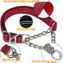 Martingale Dog Collar for Training,Adjustable No Pull Reflective Collar with Chain for Medium to Large Dogs Secure/Comfortable Walking Collar for Night SafetyRed M