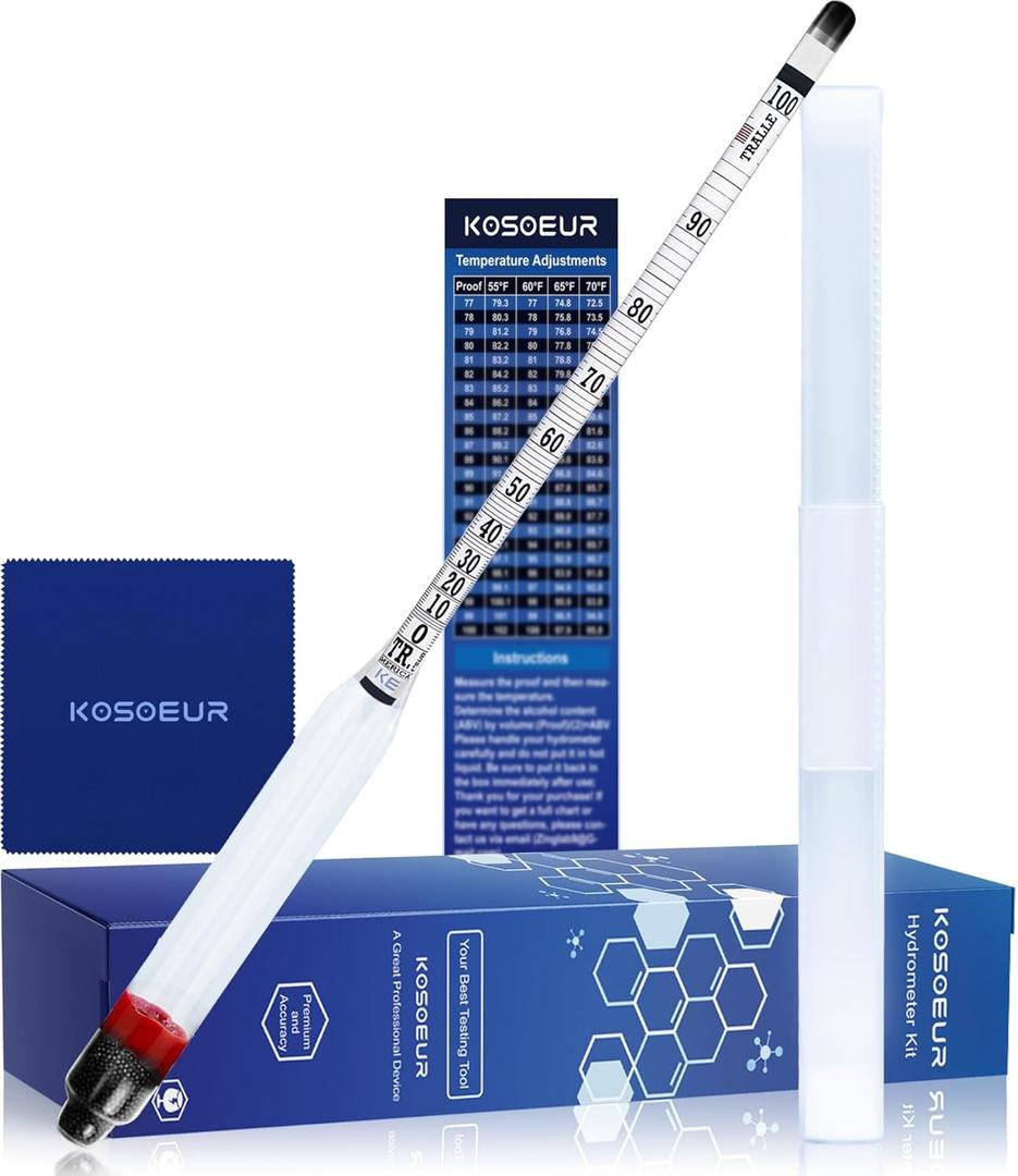 Hydrometer Alcohol 0-200 Proof, Hydrometer Alcohol Meter, Alcohol Tester for Liquor, Abv Tester Alcohol Proof Tester, Alcohol Hydrometer for Moonshine, Liquor, Spirits, Proofing, Distilling (transparent Hydrometer Alcohol 0-200 Proof)