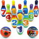 iPlay, iLearn Kids Bowling Toys Set, Toddler Indoor Outdoor Activity Play Game, Soft 10 Foam Pins & Two Balls Playset, Educational, Birthday Party Gift for 18 24 Months, 2 3 Year Old Children Boy Girl