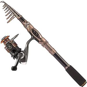 PLUSINNO Fishing Rod and Reel Combos Carbon Fiber Telescopic Fishing Pole with Reel Combo Sea Saltwater Freshwater Kit Fishing Rod Kit