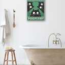 UPWOIGH Funny Are You Pooping Black Cat Bathroom Wall Art, 3 Cats Humor Quote Poster, Green Background Bathroom Decor, Wood Framed Canvas 12x16 Inch