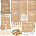 Funnymoom 426 Pcs Kraft Baby Shower Games Set-8 Games, Includes Baby Shower Bingo, Price is Right, Guess Who, Word Scramble, Prediction and Advice, How Big is Mommy's Belly, Don't Say the Words (Brown)
