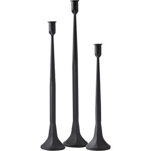 Denique Iron Taper Candle Holder Set of 3, Black Candlestick Holders 19.317 14 Heightening Decorative Candle Stand Set for Wedding, Dining Table, Home Decoration (Black)