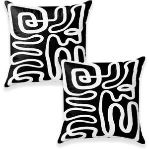 Black and White Throw Pillows Covers 22x22 Set of 2, Black and White Accent Abstract Pillow Covers for Couch Bedroom Home