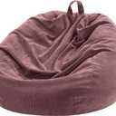 3 ft Bean Bag Chair Cover (No Filler) 35"43" Large Stuffed Animal Storage Bean Bag Washable Beanbag Chair Cover Premium Corduroy Stuffable Bean Bag Cover for Adults,Kids,Fuchsia 300L