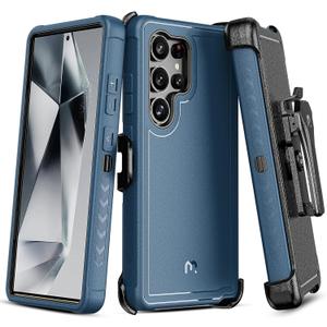 M MYBAT PRO Maverick Series for Samsung Galaxy S25 Ultra Case with Belt Clip Holster, 6.9 inch, Heavy Duty Military Grade Drop Protective Case w 360 Rotating Stand (No Screen Protector) Blue