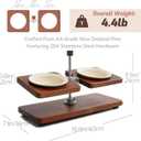 Upgraded Adjustable Elevated Pet Food Stand - Raised Wooden Cat Bowls & Dog Bowls Holder with Ceramic Dishes for Small Puppy & Kitten, Non-Slip 2-8'' Height Rotatable Platform (Walnut-White)