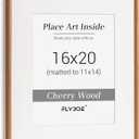 16 x 20 Picture Frame, USA-Sourced Natural Cherry Wood Photo Frame with Tempered Glass, Handcrafted Rounded Corner 16x20 Wooden Frame Matted to 11x14 Photos, Horizontal or Vertical Wall Mounting (16x20, 1P, USA-Sourced Cherry Wood)
