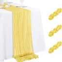 3 Pack Light Yellow Table Runner 17x108 Inch Cheesecloth Table Runner Boho Gauze Table Runners Romantic Rustic Fabric Cheese Cloth Table Runners for Wedding Party Baby Shower Birthday Home Decor