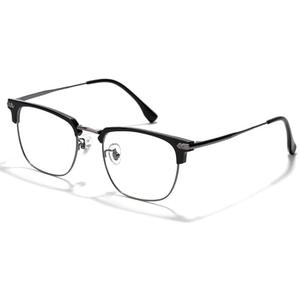 ZanyLen Blue Blocker Glasses for Men Metal Browline Computer Gaming Glasses With Blue Ray Filter (Gunmetal/Black TR90 Eyeglasses)