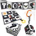 KUANGO 3 PCS Black and White High Contrast Baby Toys Newborn Toys 0-6 Months, Visual Stimulation Sensory Soft Book, Infant Tummy Time Toys 0-3-6 Months Baby Gifts