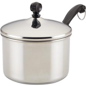 Farberware Classic Stainless Steel 2-Quart Mirror Satin Covered Saucepan, Silver