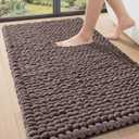 DEXI Bathroom Rugs 24x43, Non Slip Washable Bath Mat, Luxury Chenille Super Absorbent Ultra Thick Bathmats for Shower Floor, Plush Fluffy Shaggy Carpet for Tub, Brown