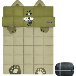 Himalaya Double Sleeping Bag, 2 Person Sleeping Bag for Adult Camping with Pillow Outdoor, Indoor, Queen Size Sleeping Bag for Cold Warm Weather