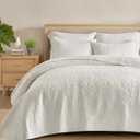 EVERGRACE 100% Cotton Paisley Quilt Set, King Size 3 Piece Set Prewashed Lightweight Bedspread with 2 Shams, Soft & Breathable Matelasse Coverlet for All-Season Comfort, Bright White | Paisley Stitch, 100% Cotton, Pre Washed, Oeko-Tex Certified, Soft, Lightweight