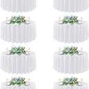 sancua 90 Inch Round Tablecloth White, 8 Pack - Circle Polyester Fabric Table Cloth for Wedding Party Reception Banquet Birthday, Washable Formal Table Cover (Fit 30-72 Inch Tables)