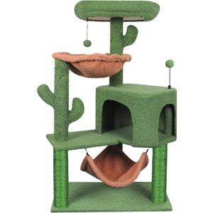YUNIQUE Cat Tree with Cat Condo Scratch Post and Big Hammock, Green (39.4'' Green)