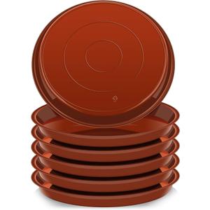 VUWEZ 6 Pack of Plant Saucer 16 Inch, Plant Tray Round, Plastic Flower Plant Trays for Pots, Plant Saucers for Indoors 16", Plant Pot Saucers, Planter Tray for Planter 13-16" (16", Terracotta)