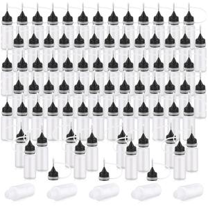 Zhehao 100 Pcs 10 ML Narrow Tip Applicator Bottle Mini Needle Tip Glue Bottle Applicator Precision Translucent Glue for Alcohol Ink DIY Quilling Acrylic Painting (Black)