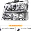 Headlights Tail Lights Assembly Combo Compatible with 2003 2004 2005 2006 Chevy Silverado 1500 2500 3500, Chrome Housing Clear Lens Headlamp w/ Red Taillight Rear Brake Lamp