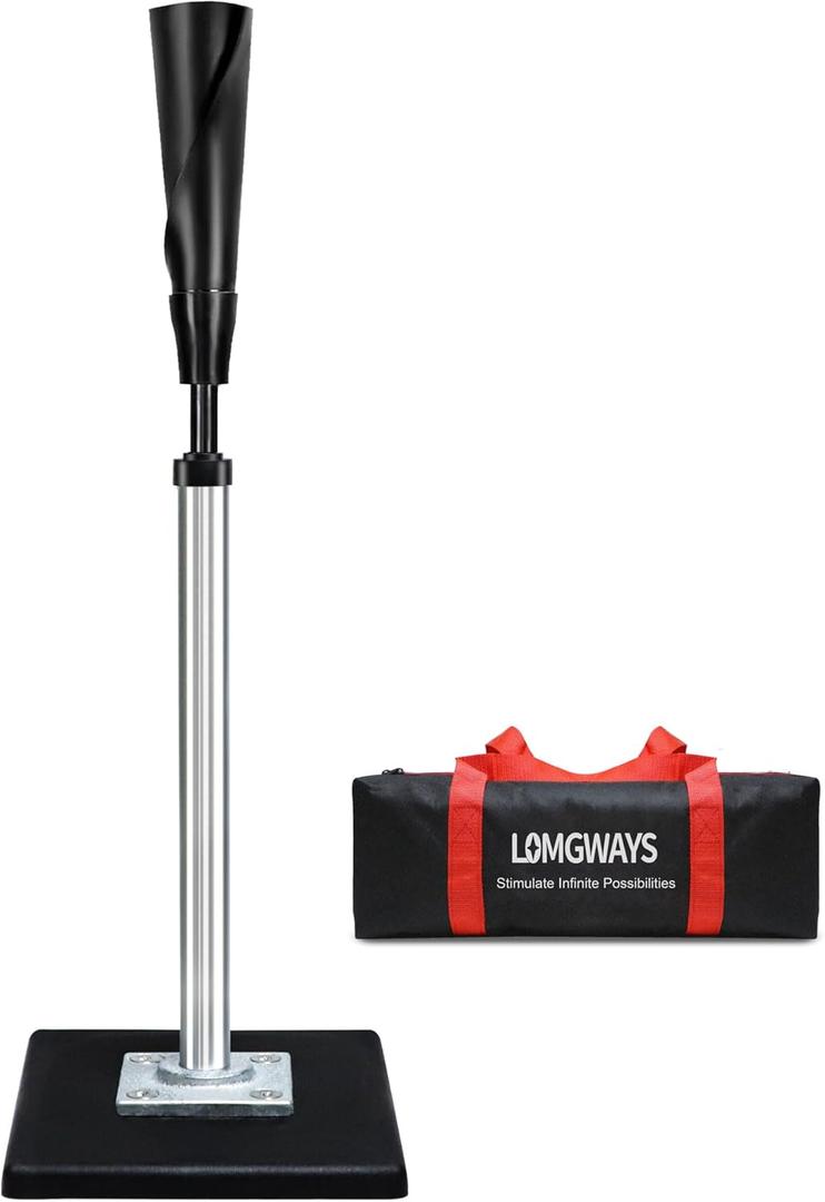 LOMGWAYS Baseball/Softball Batting Tee-(24"-46") Height Adjustable Premium Portable Baseball Tee with Removable Rubber Top and Heavy-Duty Base for All Ages