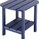 LZRS Double Adirondack Side Table, Outdoor Side Tables, End Tables for Patio, Backyard,Pool, Indoor Companion, Easy Maintenance & Weather Resistant (Navy Blue)