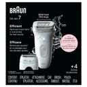 Braun Epilator Silk-pil 7, Hair Removal Device, Women Shaver & Trimmer, Wet and Dry, Wide Head, Includes Shaver Head and Trimmer Comb, SE7-041, Silver