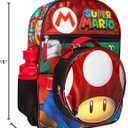 Bioworld Super Mario Backpack with Detachable Mushroom Lunch Tote 16 Inch 5 Piece Set