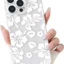 NITITOP Compatible with iPhone 12 Pro Max Case Cute Clear Aesthetic Floral Flower Hibiscus Pattern for Girls Women Soft TPU Full Camera Lens Shockproof Protective Phone Cover - White