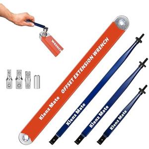 2025 Upgrade Offset Extension Wrench and 3 Different Lengths Extension Clamps Tight Tool, Versatile Vise Grip, Includes 1/2", 1/4", 3/8" Drive Adapters, Universal Ratchet Extensions for Tight Spaces