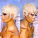 Short Blonde Wigs for Women 613 Highlight Pixie Cut Wig for Black Women Layered Blonde Wig with Bangs Pixie Haircut Synthetic Straight Natural Looking Daily Party Wigs