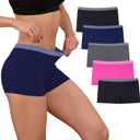 DEEP TOUCH Womens Seamless Underwear Boyshort Panties Boxer Briefs No Show Panty for Ladies Comfortable (Medium, Set 4)