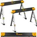 Saw Horses 2 Pack Folding, Heavy Duty Sawhorse Table 2600 Lbs Load Capacity with 2x4 Support Legs, Portable Folding and Fast Open Legs and Easy Grip Handle for Woodworking