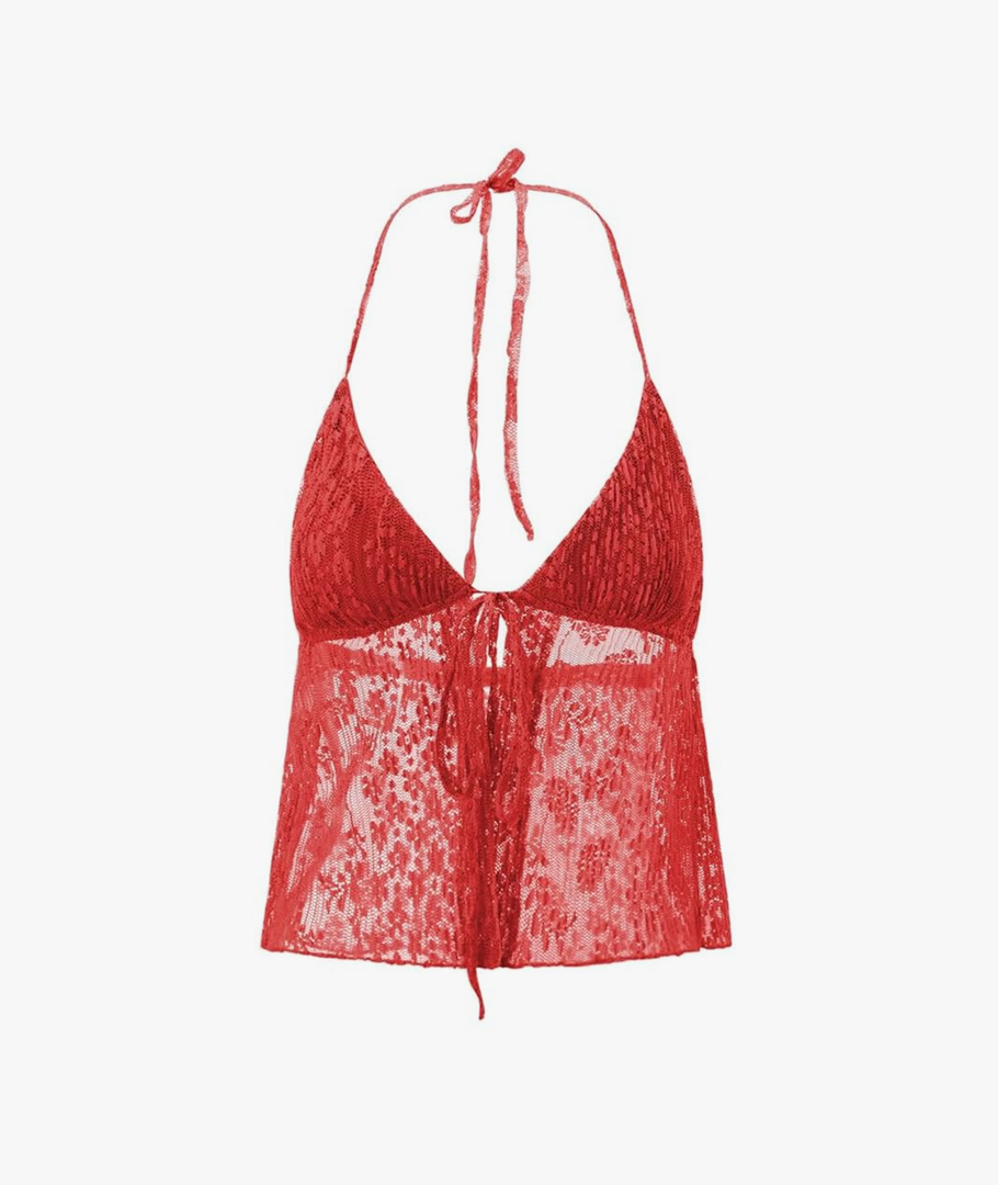 Dninmim Women's Y2k Tank Tops Lace Tie-Up Hanging Neck Casual Vests Backless Sleeveless Tops Size S