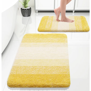 OLANLY Bathroom Rug 1Piece, Soft Absorbent Microfiber Bath Rug Set, Non-Slip, Machine Wash Dry, Plush Shaggy Bath Mats for Bathroom (24"x16", Yellow)