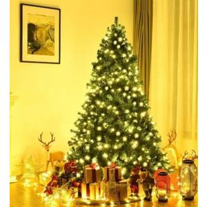 7 ft. Pre Lit Artificial Christmas Tree Hinged Artificial Xmas CM23972US