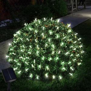 Solar Powered Christmas Net Lights Outdoor Mesh Lights for Bushes, 8 Modes Solar Christmas Lights Decorations Outdoor for Garden, Yard, 6.56Ft*6.56Ft (White)