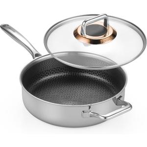 Hybrid Nonstick 3.5-Quart Sauté Pan,Frying Pans Nonstick with Lid,PFAS PFOA PTFE Free,Stay-Cool Handle,10 Inch Deep Frying Pan,Dishwasher-Friendly, Oven Safe, Compatible with All Cooktops