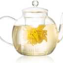 Wlasss 1530 ml/52 oz Large Glass Teapot with Removable Infuser, Clear Tea Kettle Stovetop Safe for Loose Leaf and Blooming Tea, Tea Lover's Choice,Gifts for Christmas
